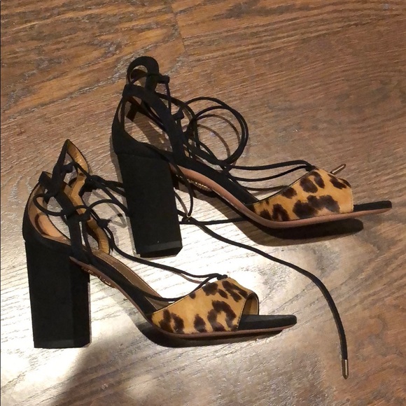 Aquazzura luxury brand Leopard Lace up heels - Picture 1 of 6